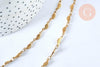 Collier Chaine complète acier dorée 14k feuille,chaine collier,sans nickel,acier doré, chaine complète,44.5m, x1 G0631
