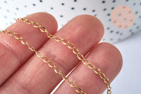 Collier Chaine complète acier dorée 14k,chaine collier,sans nickel,chaine fantaisie,2.4mm,41cm, x1 (G6806)