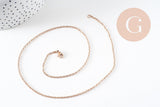 Collier Chaine complète avec fermoir acier inoxydable or rose IP 14k forçat 1.9mm/45cm, x1 (G10612)