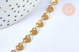 Collier Chaine complète coeur acier inoxydable 304 dorée 14k 42.5cm, x1 (G5356)