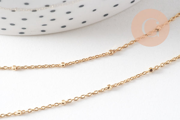 Collier Chaine fine dorée satellite cube cuivré doré 16K 1.2 mm -45cm, x1 (G0634)