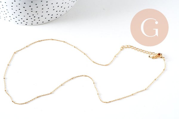 Collier Chaine fine dorée satellite cube cuivré doré 16K 1.2 mm -45cm, x1 (G0634)