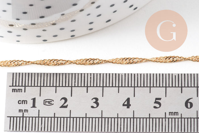 Collier Chaine fine dorée singapour 16K,chaine plaquée or 2.5 microns, chaine collier bijoux, chaine complète,1.8 mm,43cm, x1 G3018