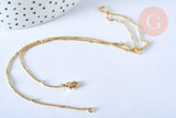 Collier Chaine fine laiton doré fantaisie 14K 1.5 mm- 45cm, chaine collier, chaine complète avec fermoir x1 (G0575)