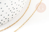 Collier Chaine forçat 1.5mm acier inoxydable doré IP 45cm avec fermoir, x1 (G9371)