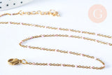 Collier Chaine laiton doré 18k fantaisie résine rose,chaine fantaisie dore,chaine complète,2mm,40cm, x1 G3488