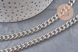 Collier Chaine maille cubaine diamantée acier inoxydable platine 9mm/41cm, x1 (G11055)