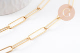 Collier Chaine maille rectangle acier inoxydable doré complète avec fermoir 10x3.5mm, x1 (G10112)