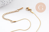 Collier Chaine plate torsadée acier inoxydable doré avec fermoir 0.9mm/45cm, x1 (G10264)