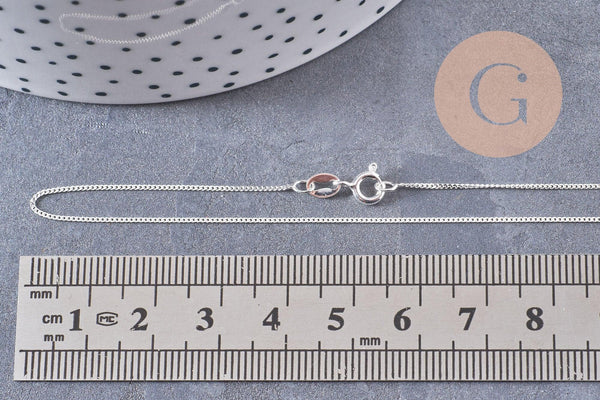Collier Chaine très fine argent massif plate avec fermoir argent 925, 1.1mm/45cm, x1 (G0081)