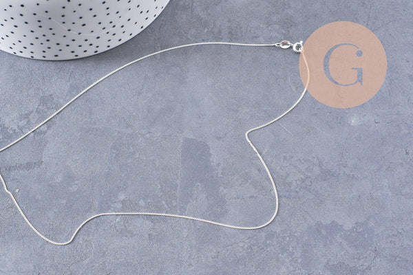 Collier Chaine très fine argent massif plate avec fermoir argent 925, 1.1mm/45cm, x1 (G0081)