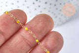 Collier Collier Chaine laiton doré 18k fantaisie résine jaune 2mm 40cm, x1 G3487