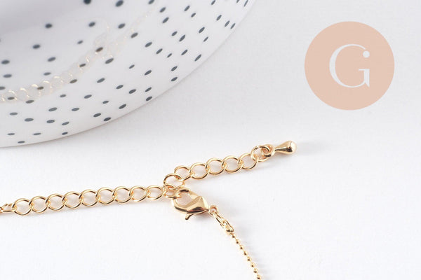 Collier Collier chaîne fine dorée boule 16K 2.5 microns – 45 cm, x1 (G0637)