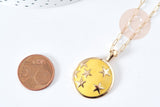 Collier Collier médaille étoile émaillée doré 304 inoxydable émaillé 45-50mm, x1 (G7647)