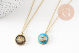 Collier Collier médaille oeil protecteur turquoise ou noir zircon doré 304 inoxydable émaillé 45cm, cadeau anniversaire fête des mères, x1 (G8028)