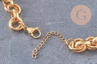 Collier Collier chaine XXL acier 304 inoxydable doré IP texturé 45cm, x1 (G10939)