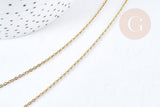 Collier chaine avec fermoir maille forçat acier inoxydable 304 doré PVD 1.5mm/45cm, x1 (G8778)