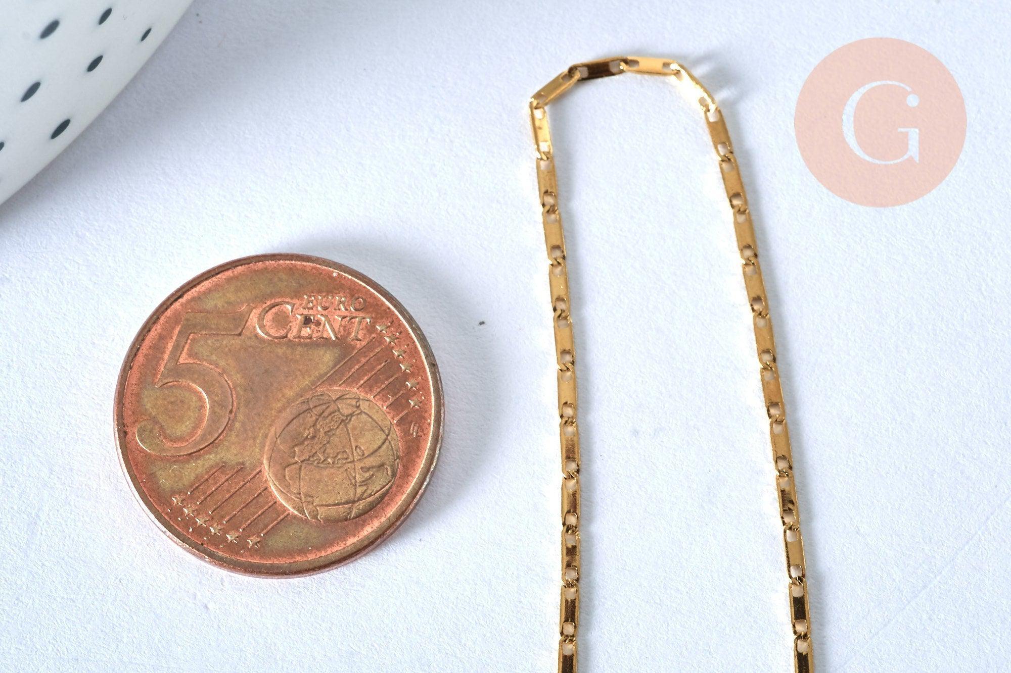Collier chaine complète acier dorée 14k acier 305 inoxydable doré 1.7mm/45cm, x1 (G2209)