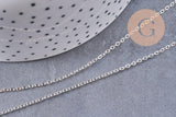 Collier Chaine complète avec fermoir laiton argenté forçat 2mm-40cm, x1 (G0574)