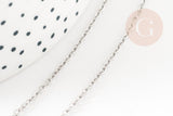 Collier collier chaine forçat acier inoxydable platine 1.5mm/45cm, x1 (G9302)