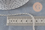 Cadena forzada de acero inoxidable plateado 4mm/45.5cm + extensión, x1 (G11202)