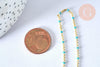 Collier chaine laiton doré 18k fantaisie résine turquoise 2mm/40cm, x1 (G3152)
