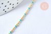 Collier chaine laiton doré 18k fantaisie résine turquoise 2mm/40cm, x1 (G3152)