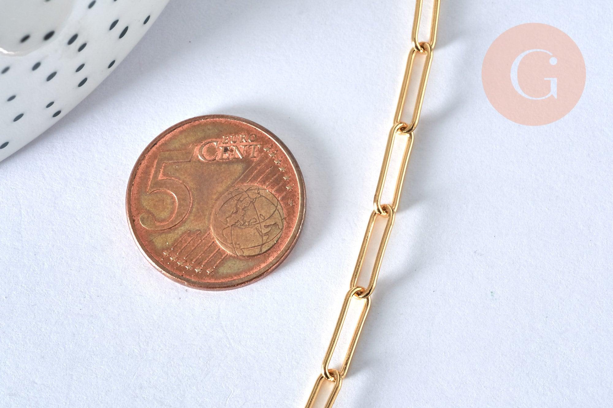 Collier chaine laiton doré maille rectangle avec fermoir 12x3.5mm,x1 (G2424)