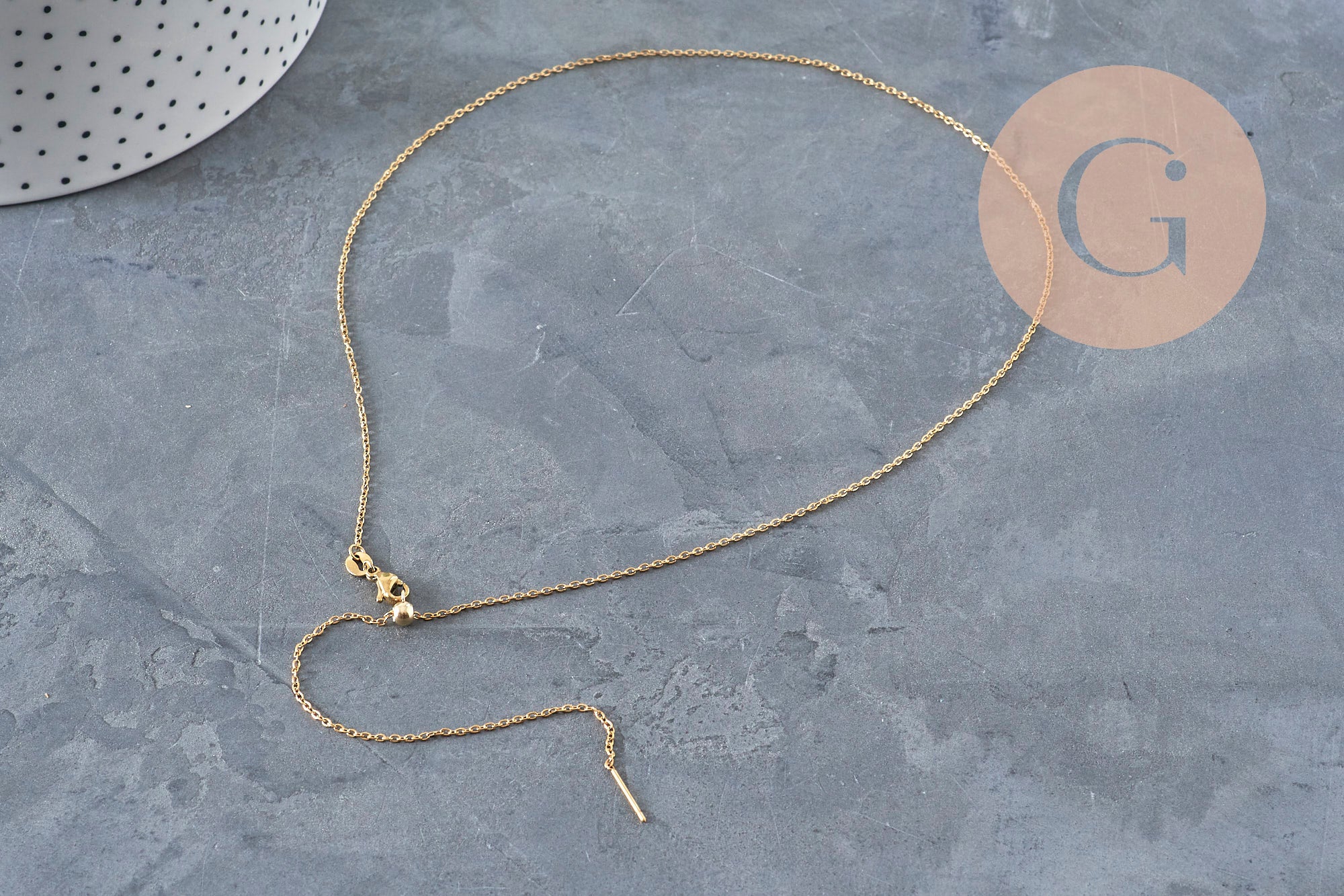 Cadena ajustable forzada de acero inoxidable 304 dorado IP de 2 mm/51 cm, x1 (G11257)