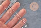 Silver-plated brass Venetian chain necklace 0.9mm/45cm, x1 (G11201)