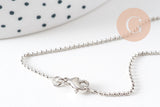 Collier collier chaine boule laiton platine facettes 1.2 mm/45cm, x1 (G5350)