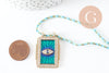 Collier médaille Oeil bleu zircon zamac doré 45cm x1 (G9570)
