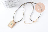 Collier médaille émaillée Oeil zamac doré, collier cordon tressé 45cm x1 (G10364-1)