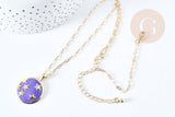 Collier Collier médaille étoile émaillée doré 304 inoxydable émaillé 45-50mm, x1 (G7647)