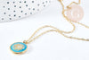 Collier Collier médaille oeil protecteur turquoise ou noir zircon doré 304 inoxydable émaillé 45cm, cadeau anniversaire fête des mères, x1 (G8028)