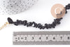 Collier obsidienne noire naturelle chips acier 304 inoxydable doré 40cm, x1 (G10266)