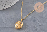 Collier pendentif locket lune & étoiles personnalisable acier 304 inoxydable doré, x1 (G11076)