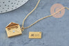 Collier pendentif locket enveloppe avec carte personnalisable acier 304 inoxydable platine, x1 (G10203)