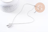 Collier pendentif locket enveloppe avec carte personnalisable acier 304 inoxydable platine, x1 (G10203)