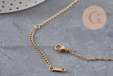 Collier pendentif locket lune & étoiles personnalisable acier 304 inoxydable doré, x1 (G11076)
