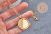 Collier pendentif rond rotatif personnalisable acier 304 inoxydable doré, x1 (G10928)