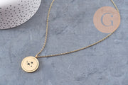 Envelope locket pendant necklace with customizable card, 304 stainless steel, IP gold plated, x1 (G10202)