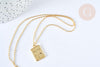 Collier rectangle symbole porte bonheur argent 925 doré 24K- 45cm,idée cadeau anniversaire, x1 (G7258)