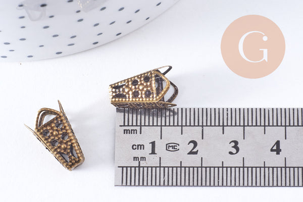 Cônes colerettes fleur fer bronze dentelle 16mm, x20 (G10659)