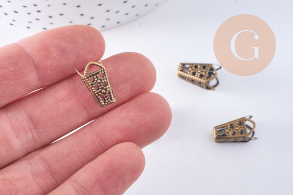 Cônes colerettes fleur fer bronze dentelle 16mm, x20 (G10659)