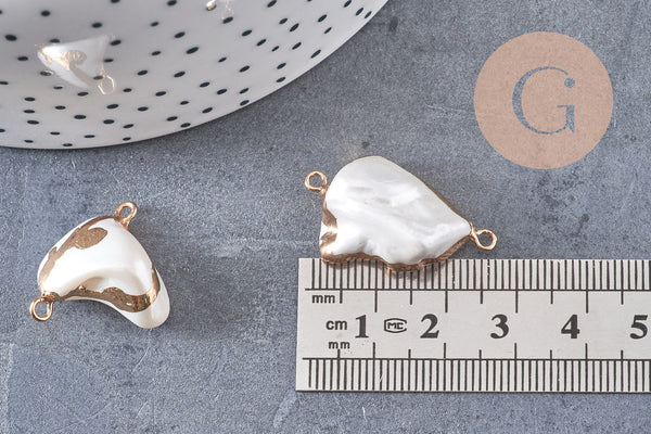 Connecteur Pendentif grosse perle naturelle Keshi,perle de culture, perle naturelle blanche,26mm, x1 (G5144)