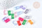 Connecteur Rectangulaire acrylique transparent multicolore 17x9mm, x 10Gr (G7452)