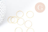 Connecteur anneau rond laiton doré 18x1mm, x10 (G8992)