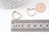 Connecteur coeur laiton brut 14mm, pendentif d'amour pour création bijoux, x10 (G10146)
