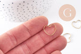 Connecteur coeur laiton brut 14mm, pendentif d'amour pour création bijoux, x10 (G10146)